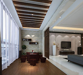 大戶型客廳陽臺隔斷設計效果圖