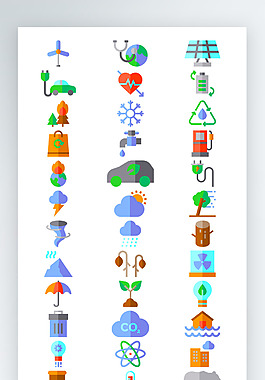 環(huán)保圖標(biāo)彩色寫實(shí)圖標(biāo)素材AI