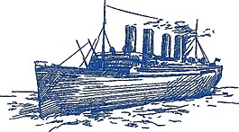 藍(lán)色古船線條圖案元素