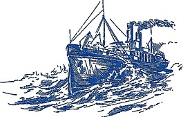 藍(lán)色古船圖案元素