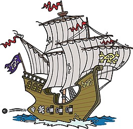 卡通古風艦圖案元素
