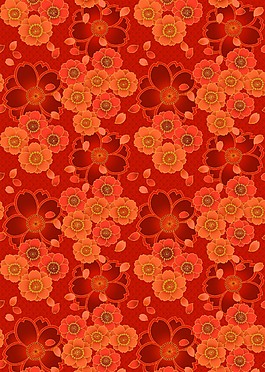 紅色無縫花紋背景圖
