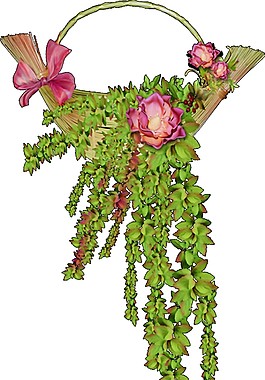 简约花篮式花藤图案元素