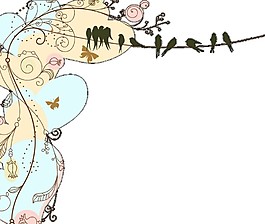 简约手绘彩色花藤图案元素