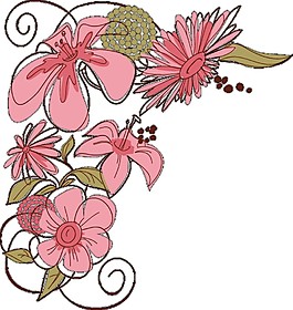 粉色彩繪花朵圖案元素