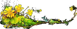 黃色水彩花藤圖案元素