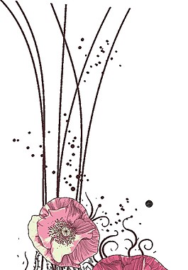 红色手绘花藤图案元素