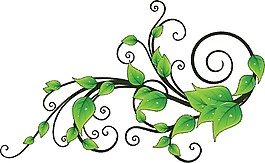 綠色花藤圖案元素