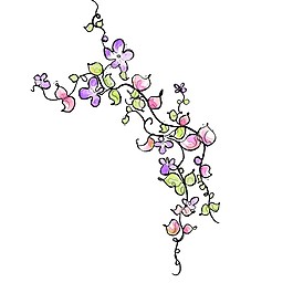 彩色手绘花藤图案元素