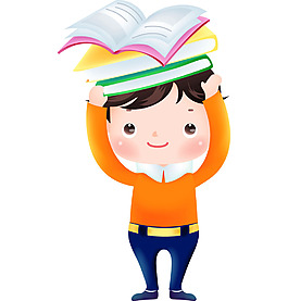 手繪頭頂書本元素