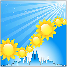 城市太陽花矢量素材
