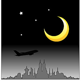 夜晚飛機矢量素材