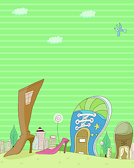 矢量卡通童趣鞋子促銷背景素材