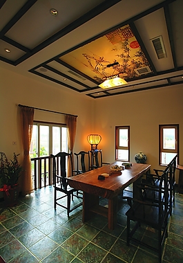 古風(fēng)復(fù)古風(fēng)格會(huì)客廳別墅效果圖設(shè)計(jì)