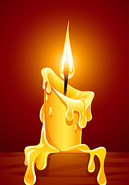 矢量黄色蜡烛火焰红底背景素材