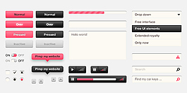 粉色的网页按钮进度条下拉框素材设计
