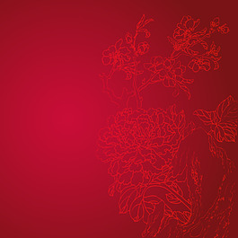 中國(guó)風(fēng)花卉植物底紋背景圖矢量圖