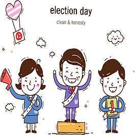 选举日宣传卡通插画矢量图案