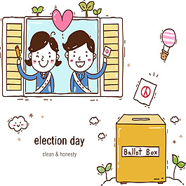 卡通人物卡通漫画选举投票宣传矢量素材