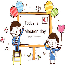 手繪卡通選舉宣傳矢量