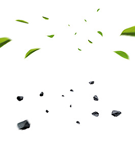 手繪漂浮綠葉元素