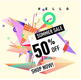 創(chuàng)意幾何彩色促銷SALEEPS設計模板