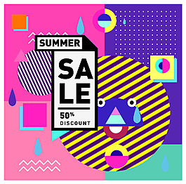 創(chuàng)意幾何彩色促銷SALEEPS設計模板