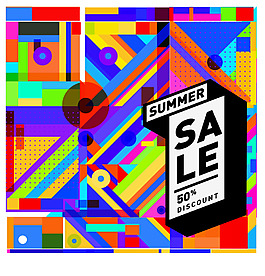 創(chuàng)意幾何彩色促銷SALEEPS設計模板
