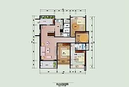 現(xiàn)代簡約室內(nèi)設(shè)計(jì)戶型彩色平面圖