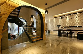 現(xiàn)代簡約歐式餐廳大理石地面裝修效果圖