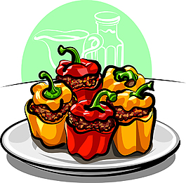 美味的傳統辣椒包肉插畫