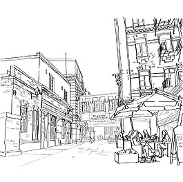 建筑速寫城市建筑插畫