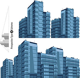 簡約城市高樓建筑插畫