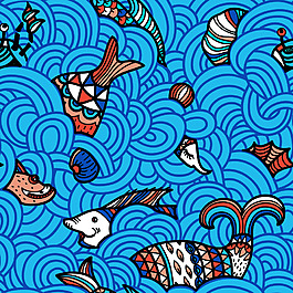 彩色手绘鲤鱼背景