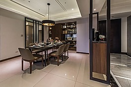 室內(nèi)餐廳黑色酒柜簡歐效果圖