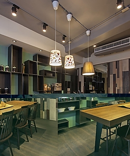 室內(nèi)簡約餐廳吧臺效果圖