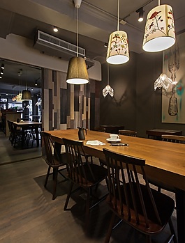室內(nèi)中式餐廳吊燈效果圖