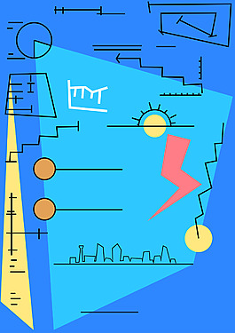 矢量藍(lán)色卡通商務(wù)涂鴉背景