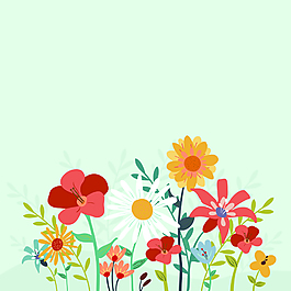 彩色夏季花卉賀卡矢量背景