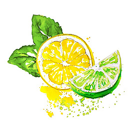 水彩繪清新檸檬插畫(huà)
