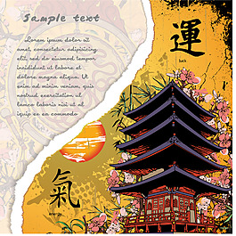 古代水彩建筑的矢量