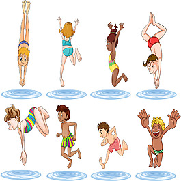 運(yùn)動(dòng)卡通動(dòng)物與兒童矢量素材