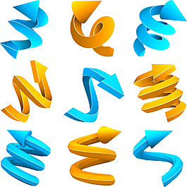 黃色藍(lán)色環(huán)繞箭頭矢量素材