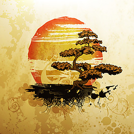 中國風(fēng)水墨畫的矢量
