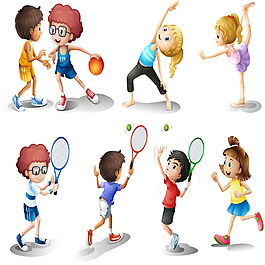 卡通兒童運(yùn)動(dòng)矢量素材