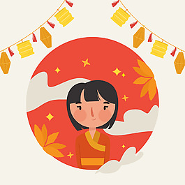 抽象團(tuán)圓中秋元素
