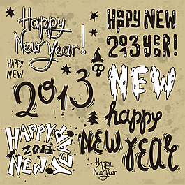 新年元素風格矢量素材