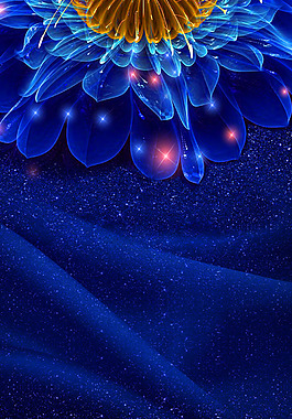唯美蓝色花朵H5背景素材