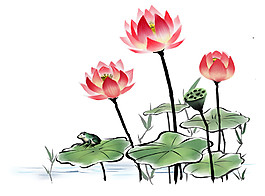 精美水彩荷花圖案元素