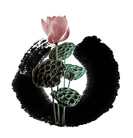 創(chuàng)意水墨荷花圖案素材